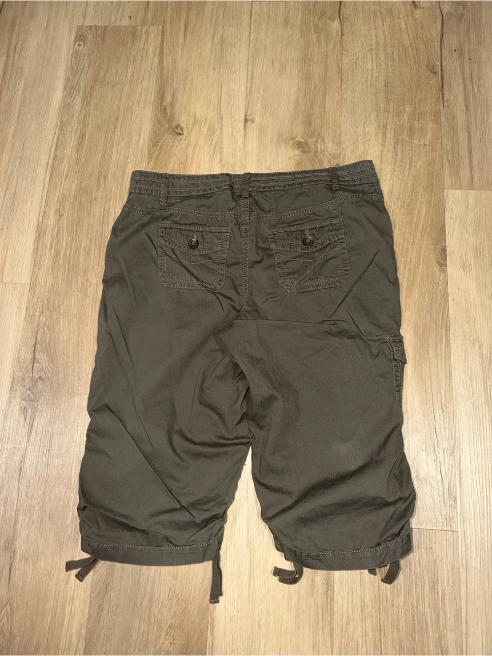 Sonoma Dark Olive Cargo Capris with Drawstring Hems